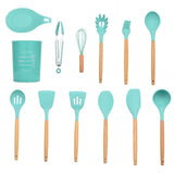 9/10/12PCS Silicone Cooking Utensils Set With Storage Box